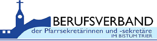Man sieht eine angedeutete Kirche und eine Brücke. Daneben der Text: Berufsverband der Pfarrsekretärinnen und -sekretäre im Bistum Trier